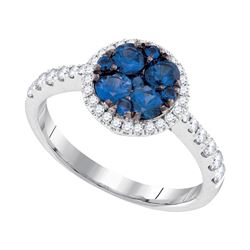 0.35CT Diamond and 0.75CT Sapphire Anniversary 14KT Ring White Gold