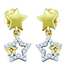 0.10CT Diamond Star 10KT Earrings Yellow Gold