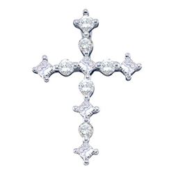 0.50CT Diamond Cross 14KT Pendant White Gold