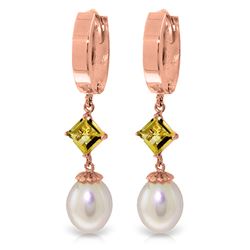 9.5 ctw Pearl & Citrine Earrings Jewelry 14KT Rose Gold