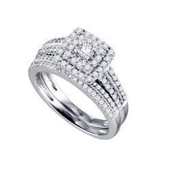 0.75CTW White and Champagne Diamond Bridal 14KT Ring White Gold