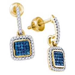 0.35CTW White and Blue Diamond Bridal 10KT Earrings Yellow Gold