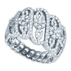 1.0CTW White and Champagne Diamond Anniversary 10KT Ring White Gold
