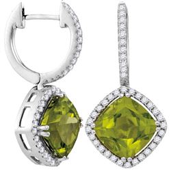 0.35CT Diamond and 1.75CT Peridot Anniversary 14KT Earrings White Gold