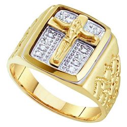 0.01CT Diamond Mens 10KT Ring Yellow Gold