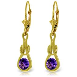1.30 ctw Amethyst Earrings Jewelry 14KT Yellow Gold