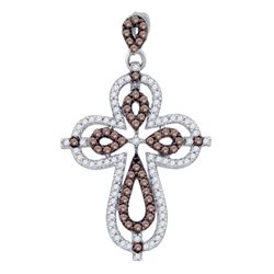 0.50CTW White and Champagne Diamond Anniversary 10KT Pendant White Gold