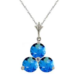 0.75 ctw Blue Topaz Necklace Jewelry 14KT White Gold