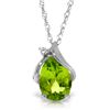 Image 1 : 2.13 ctw Peridot & Diamond Necklace Jewelry 14KT White Gold
