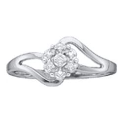0.05CT Diamond Flower 10KT Ring White Gold