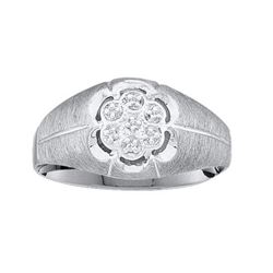 0.02CT Diamond Mens 14KT Ring White Gold