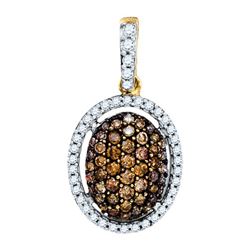 0.50CTW White and Champagne Diamond Anniversary 10KT Pendant Yellow Gold