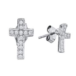 0.10CT Diamond Cross 10KT Earrings White Gold