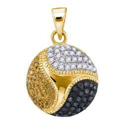 0.35CTW White/ Yellow/ Black Diamond Micro-Pave 10KT Pendant Yellow Gold