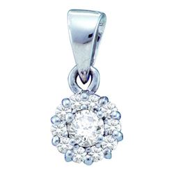 0.25CT Diamond Flower 14KT Pendant White Gold