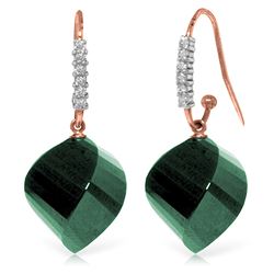 30.68 ctw Green Sapphire Corundum & Diamond Earrings Jewelry 14KT Rose Gold