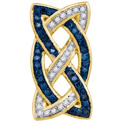 0.02CTW White and Blue Diamond Mirco-Pave 10KT Pendant Yellow Gold