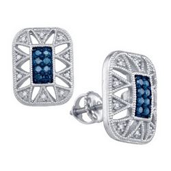0.25CTW White and Blue Diamond Bridal 10KT Earrings White Gold