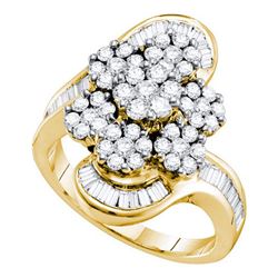 2CT Diamond Flower 14KT Ring Yellow Gold