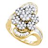 Image 1 : 2CT Diamond Flower 14KT Ring Yellow Gold