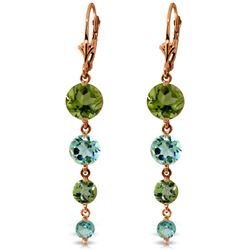 7.8 ctw Blue Topaz & Peridot Earrings Jewelry 14KT Rose Gold