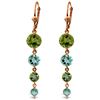 Image 1 : 7.8 ctw Blue Topaz & Peridot Earrings Jewelry 14KT Rose Gold