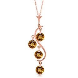 2.25 ctw Citrine Necklace Jewelry 14KT Rose Gold