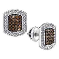 0.33CTW White and Champagne Diamond Micro-Pave 10KT Earrings White Gold