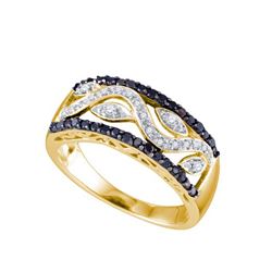 0.35CTW White and Black Diamond Bridal 10KT Ring Yellow Gold