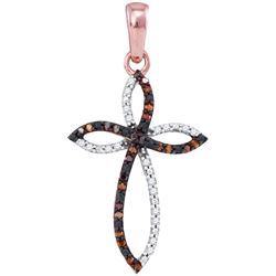 0.10CTW White and Champagne Diamond Cross 10KT Pendant Rose Gold