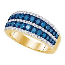1CTW White and Blue Diamond Anniversary 10KT Ring Yellow Gold