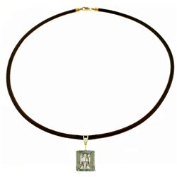 6.51 ctw Green Amethyst & Diamond Necklace Jewelry 14KT White Gold