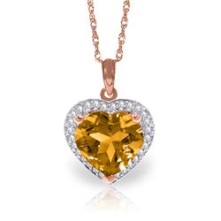 3.24 ctw Citrine & Diamond Necklace Jewelry 14KT Rose Gold