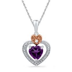 0.01CT Diamond and 0.75CT Amethyst Anniversary 10KT Pendant 2Tone Gold