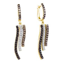 1.0CTW White and Black Diamond Anniversary 14KT Earrings Yellow Gold