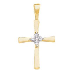0.05CT Diamond Cross 14KT Pendant Yellow Gold