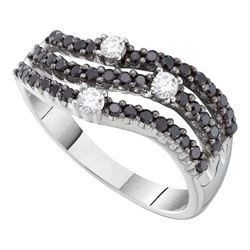 0.50CTW White and Black Diamond Bridal 14KT Ring White Gold