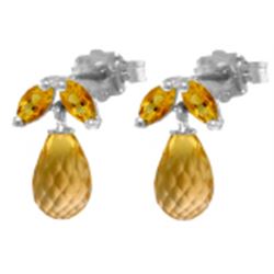 3.4 ctw Citrine Earrings Jewelry 14KT White Gold