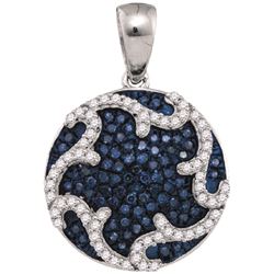 0.33CTW White and Blue Diamond Mirco-Pave 10KT Pendant White Gold