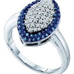 0.33CTW White and Blue Diamond Anniversary 10KT Ring White Gold