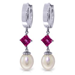 9.5 ctw Pink Topaz Earrings Jewelry 14KT White Gold