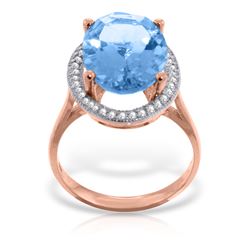7.58 ctw Blue Topaz & Diamond Ring Jewelry 14KT Rose Gold