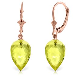18 ctw Quartz Lemon Earrings Jewelry 14KT Rose Gold
