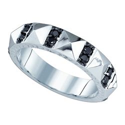 0.50CTW White and Black Diamond Anniversary 10KT Ring White Gold
