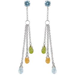 5.75 ctw Blue Topaz Earrings Jewelry 14KT White Gold