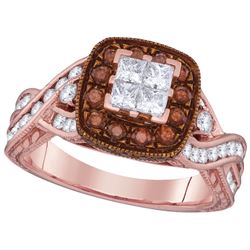 1.35CTW White and Champagne Diamond Anniversary 10KT Ring Rose Gold