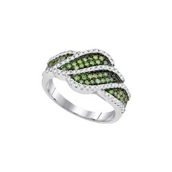 0.75CTW White and Green Diamond Anniversary 10KT Ring White Gold