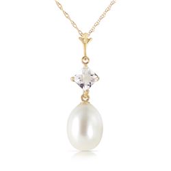 4.5 ctw White Topaz Necklace Jewelry 14KT Yellow Gold