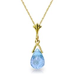 2.5 ctw Blue Topaz Necklace Jewelry 14KT Yellow Gold