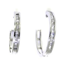 0.50CT Diamond Hoops 10KT Earrings White Gold